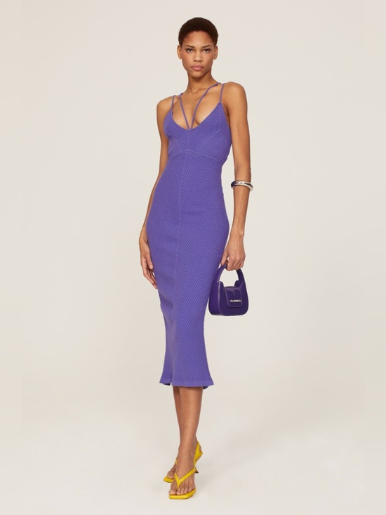 Aknvas Dresses & Skirts - AKNVAS Evelyn Purple Strappy Open Back Ribbed Midi Dress XS